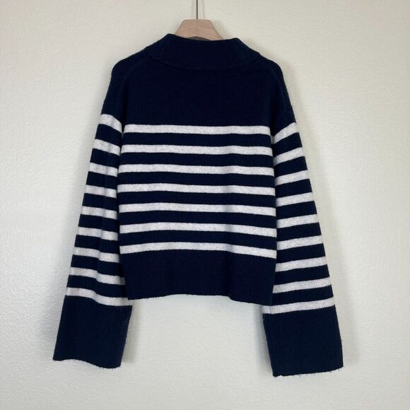 J Crew Women Size S Striped Chunky Crewneck Sweater Supersoft Yarn Preppy Alpaca - Picture 10 of 15